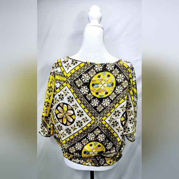 Medium Rampage Yellow and Brown Patterned Blouse - Picture 3 of 4